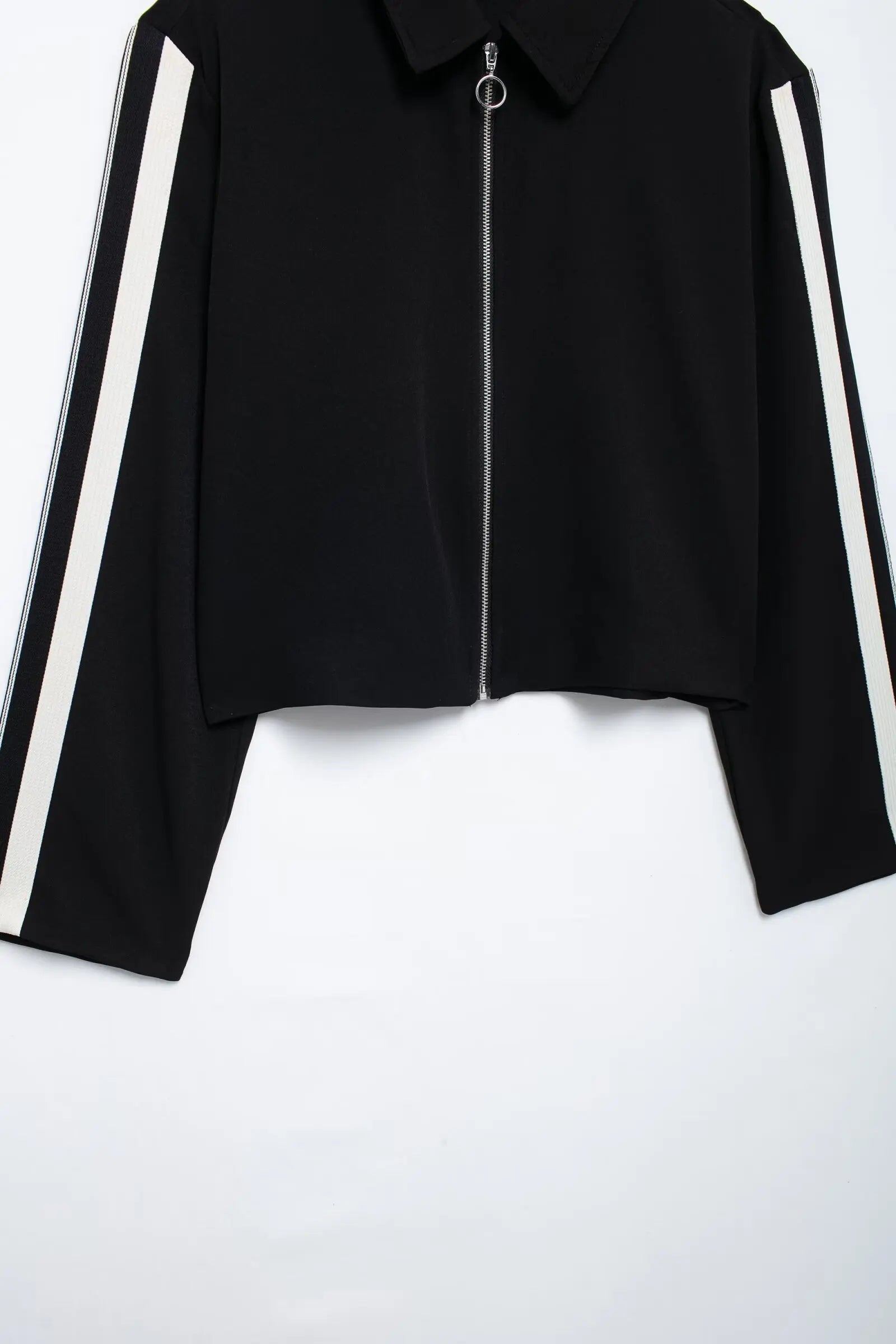 2024 New Women Casual Black Trousers Suits Sports Short Jacket + Female Vinatge Black White Patchwork Baggy Pants Street
