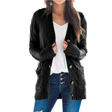 Women's V-Neck Button-Down Cardigan – Soft Loose Fit Knitted Sweater Jacket