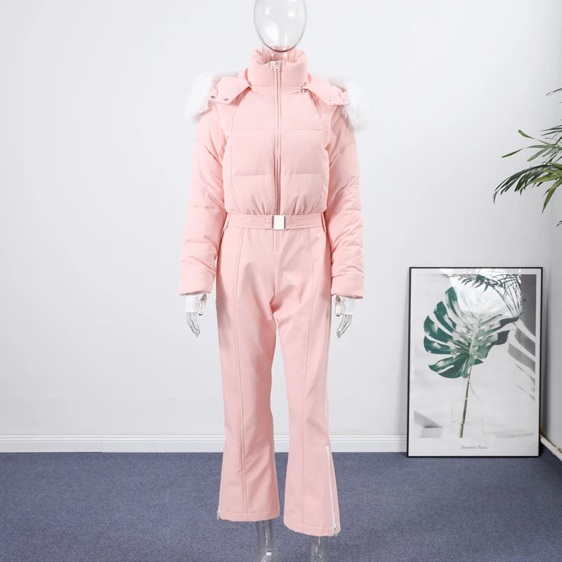 Slim-Fit Hooded Winter Ski Romper