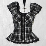 Y2K Gothic Aesthetic Top Square Neck Women's Retro Harajuku Fashion Casual Fairy Style Sweet and Cute Emotional Girl