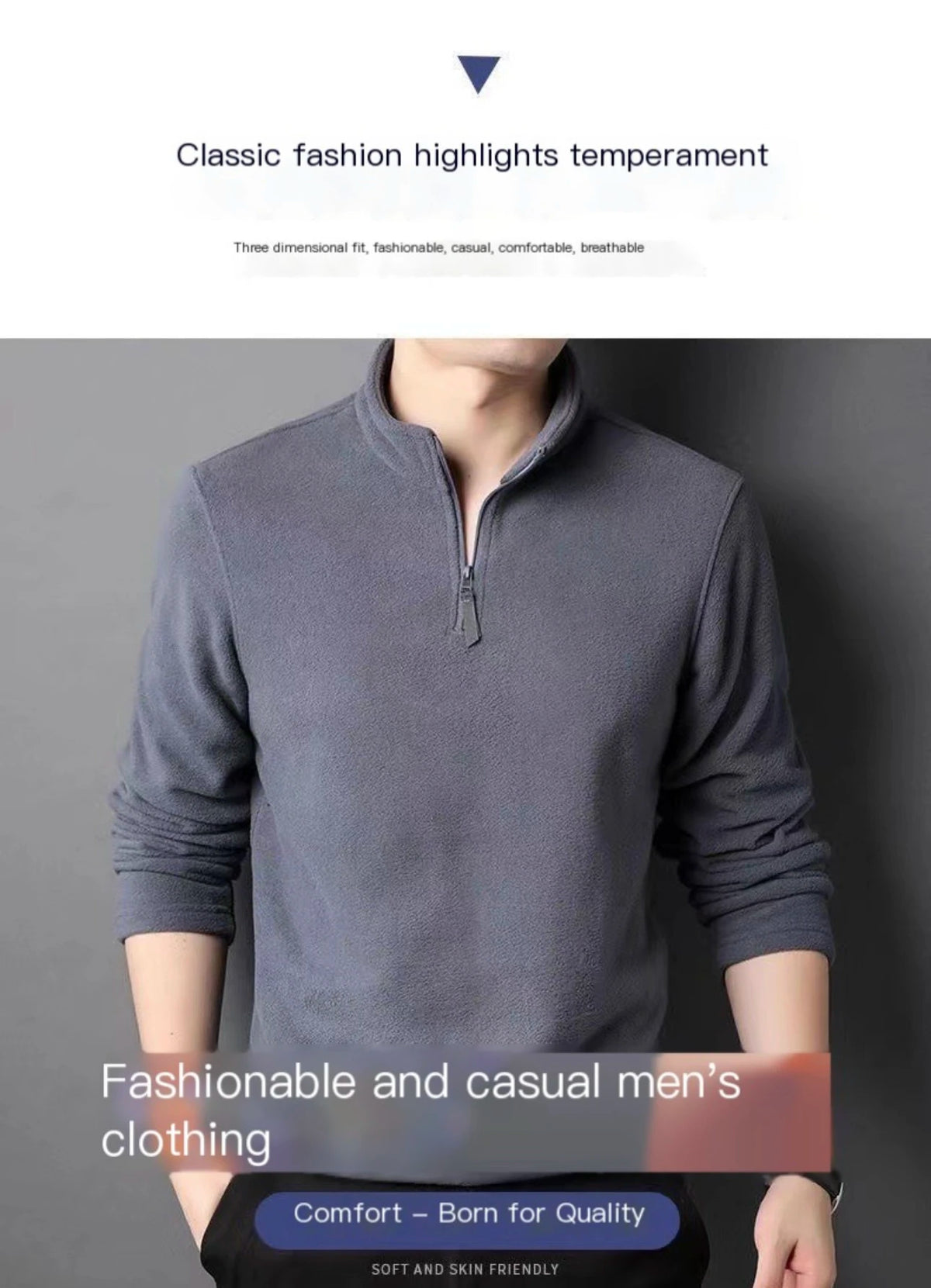 Men’s Fleece Half-Zip Stand-Collar Sweatshirt