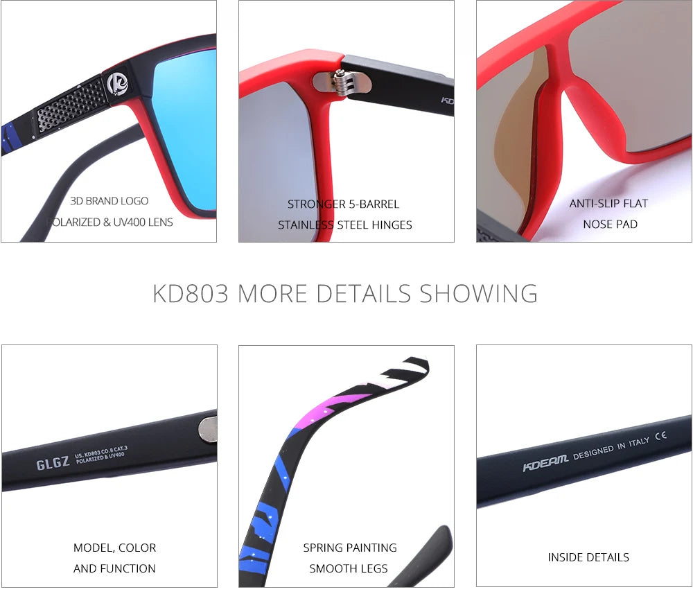 KDEAM One-piece Shape Men Sunglasses Polarized Elastic Paint Surface Sun Glasses Women Suitable Long-lasting Goggles Cat.3