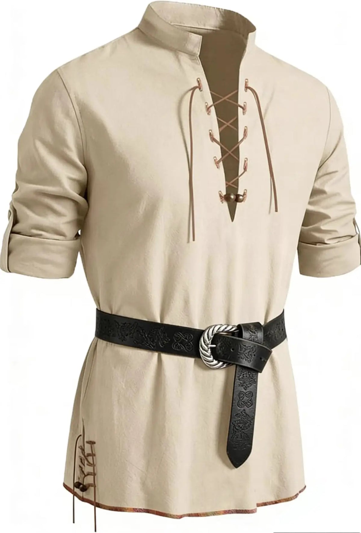 Men's Medieval Pirate Lace-Up Shirt