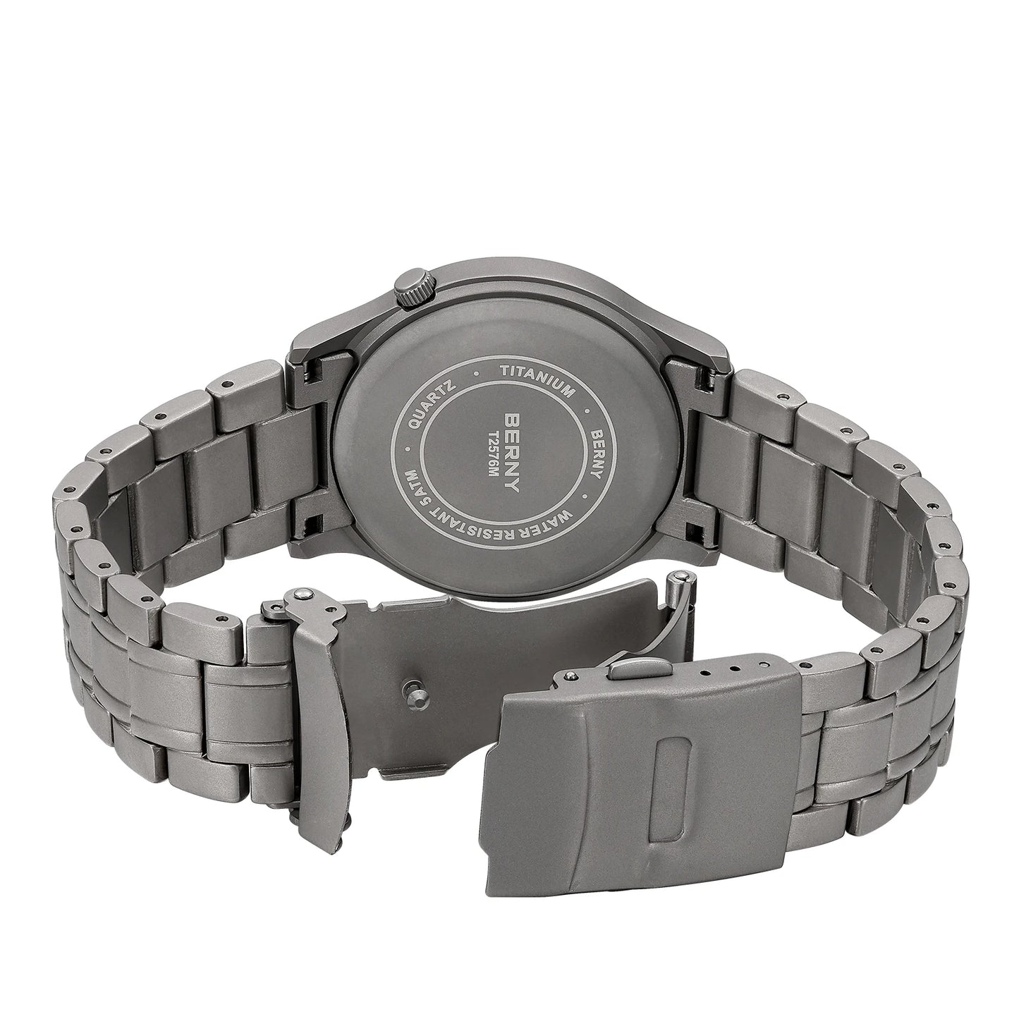BERNY Full Titanium Watches for Men Super Luminous Sapphire Sports Field Quartz Men's Watch VH31 Wristwatch 5ATM Easy Read