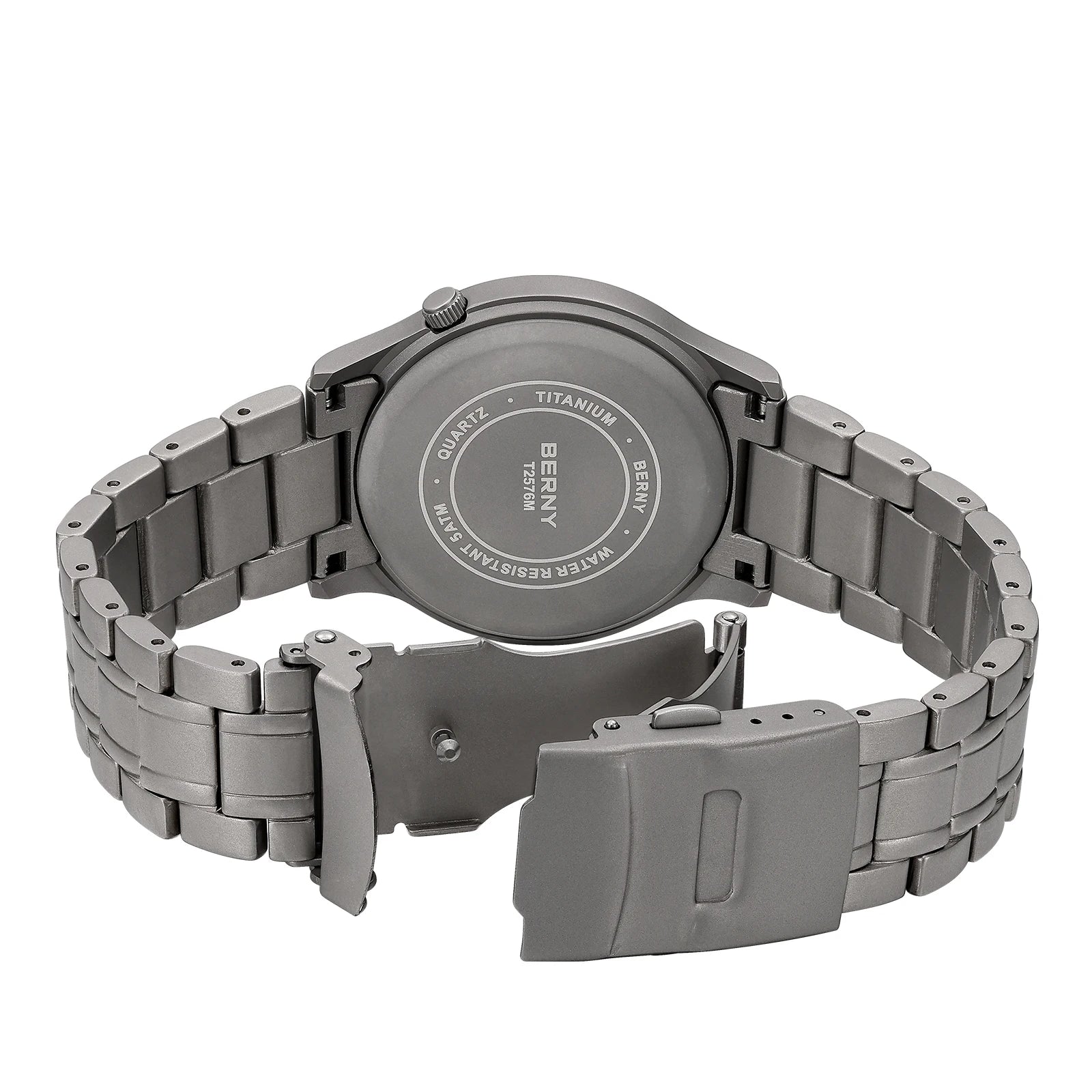 BERNY Full Titanium Watches for Men Super Luminous Sapphire Sports Field Quartz Men's Watch VH31 Wristwatch 5ATM Easy Read