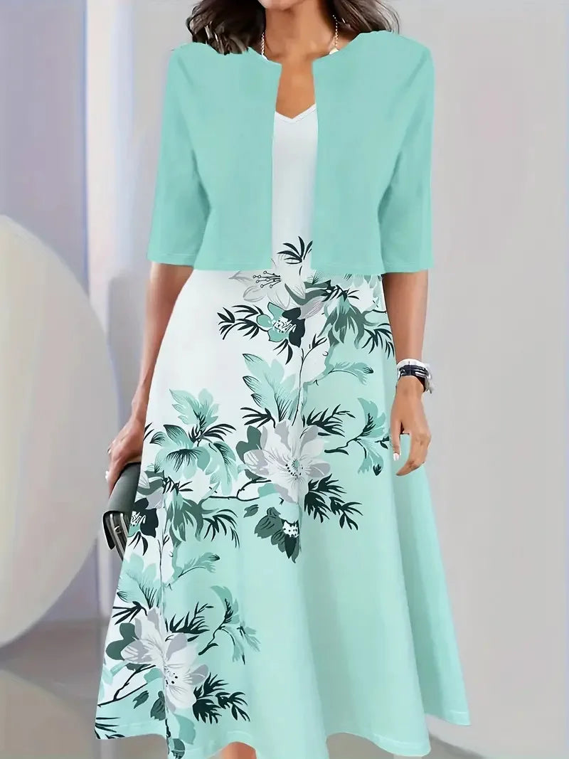 Floral Print Two-Piece Dress Set