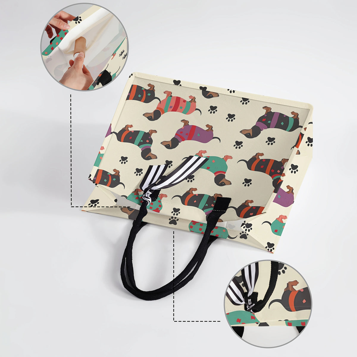 Dachshund & Paw Print Everyday Tote Bag