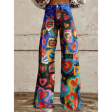 Pop Art Heart Wide-Leg Flare Pants