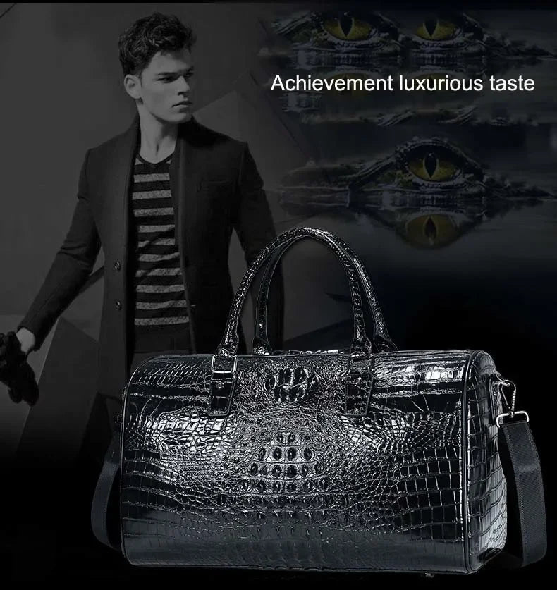 2024 New Cow Genuine Alligator Leather Travel Bags Luxury Men Large Capacity Portable Male Shoulder Bags Brand Travel Duffle Bag