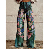 Pop Art Heart Wide-Leg Flare Pants