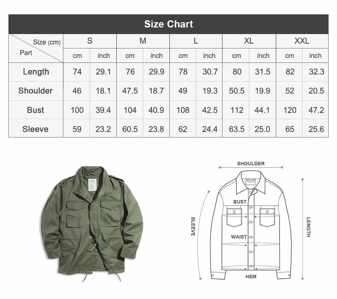 Maden Retro M65 Field Jacket – Men's Green Cotton Windbreaker