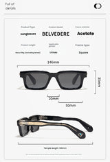 PRILEY Belvedere Vintage Square Sunglasses for Men & Women