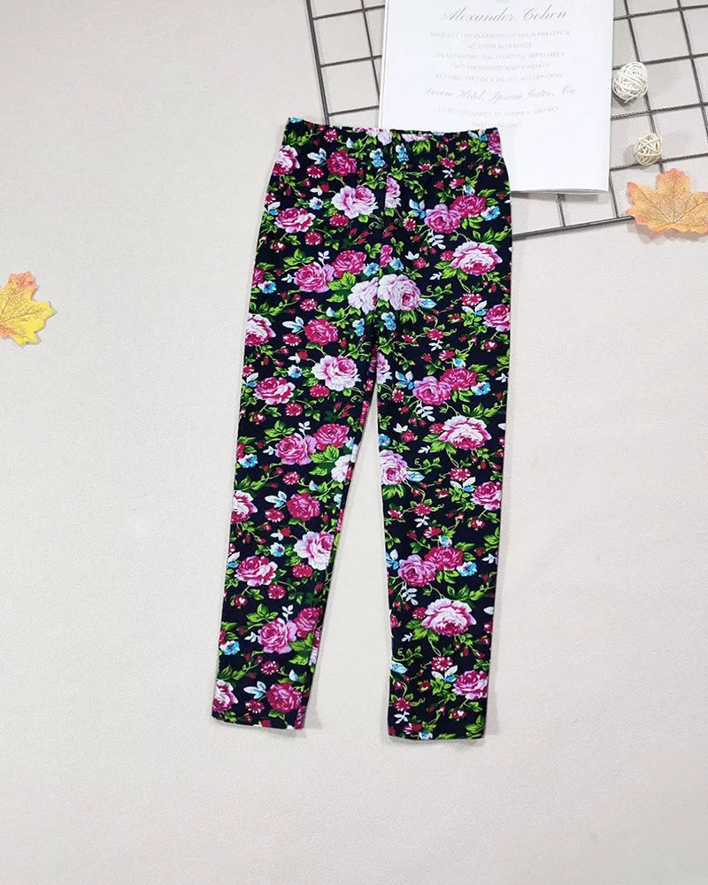 Girls' Floral Cartoon Fashion Leggings
