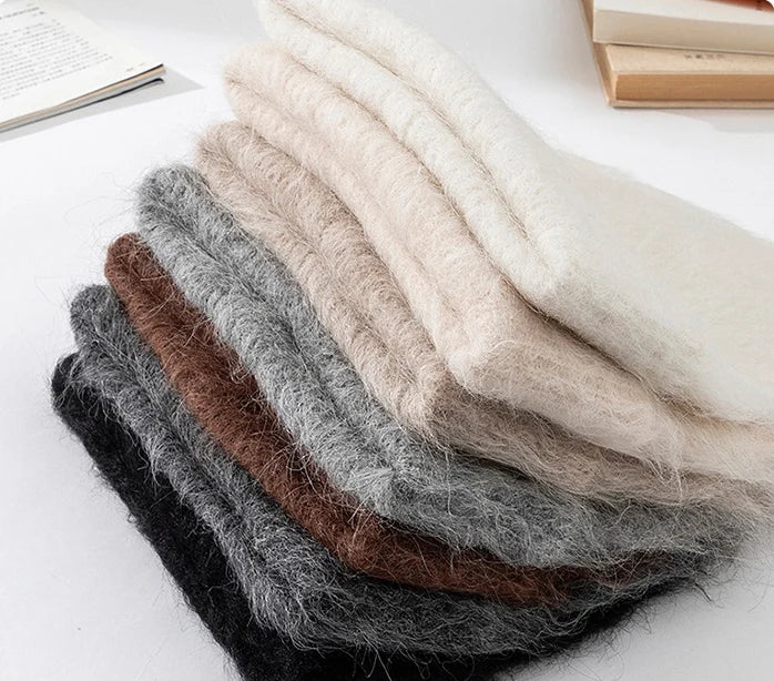 Fluffy Alpaca Wool Beanie | Women's Cozy Knit Winter Hat
