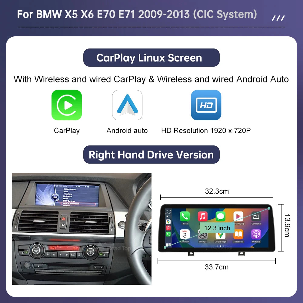 BMW X5 X6 Wireless CarPlay & Android Auto Screen