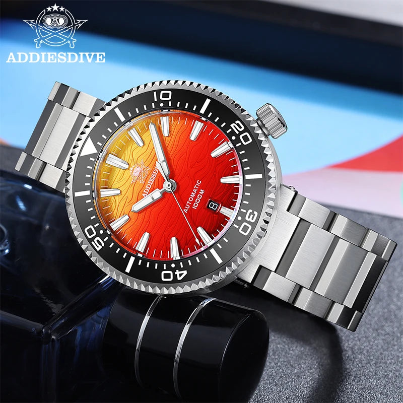 ADDIESDIVE Men's Automatic Watch Super Luminous Sapphire Glass 1000m Waterproof Diver's Wristwatch Ceramic Bezel Man Watches