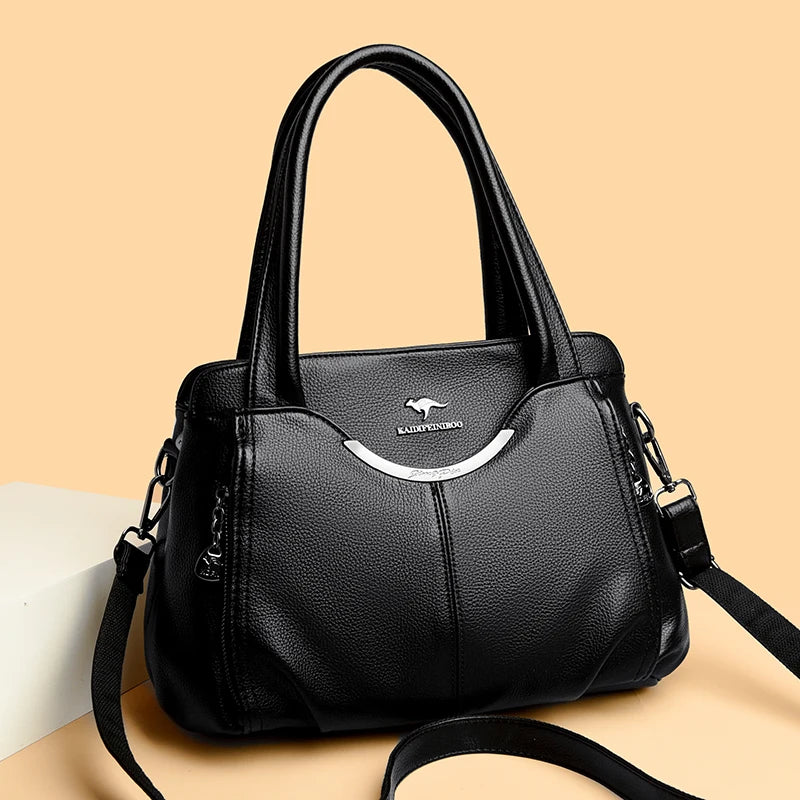 Genuine Soft Leather Handbags for Women Vintage Shoulder Tote Bag Luxury Designer Ladies Large Capacity Purse Bags Sac A Main