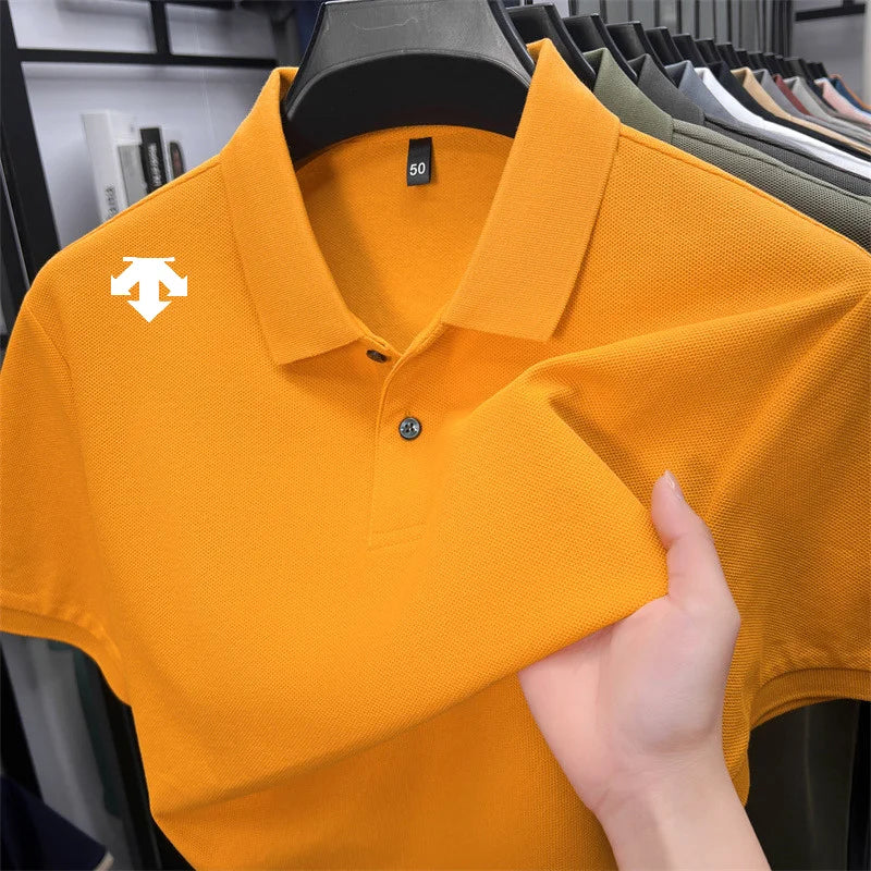 Men's Luxury Cotton Polo | Geometric Print Summer Shirt