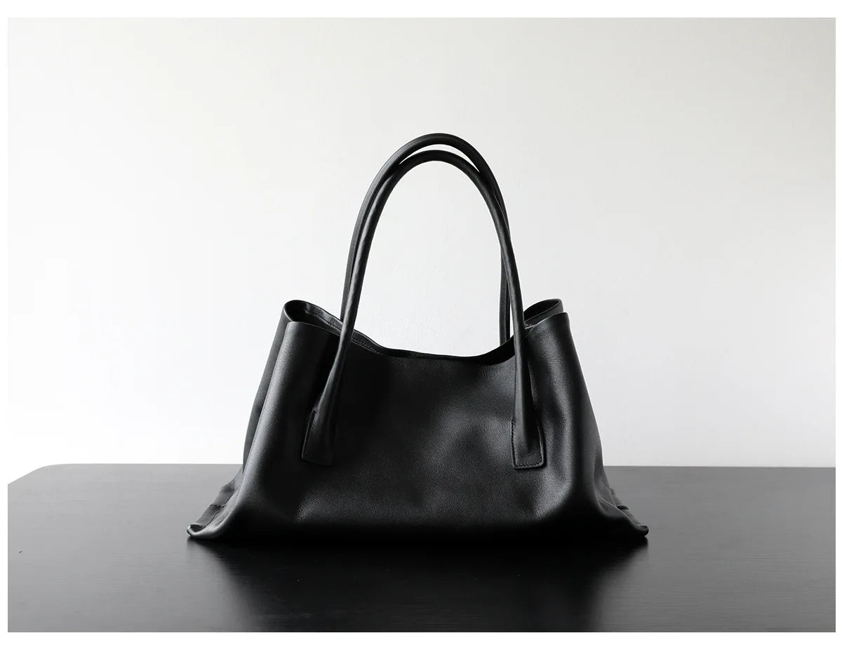 Motingsome Luxury Niche First-layer Cowhide Tote Bag Woman Large Capacity Shoulder Underarm Bag Casual Tote Big Handbag 2025 New