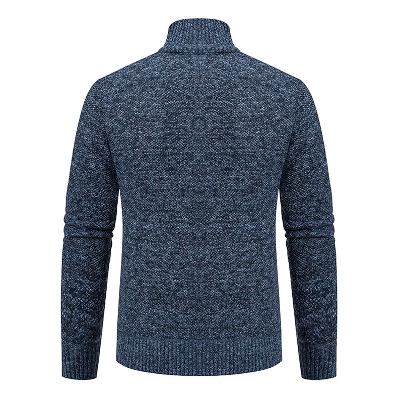 Men’s Fleece-Lined Stand Collar Cardigan