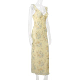 Women's Floral Print Backless Maxi Dress