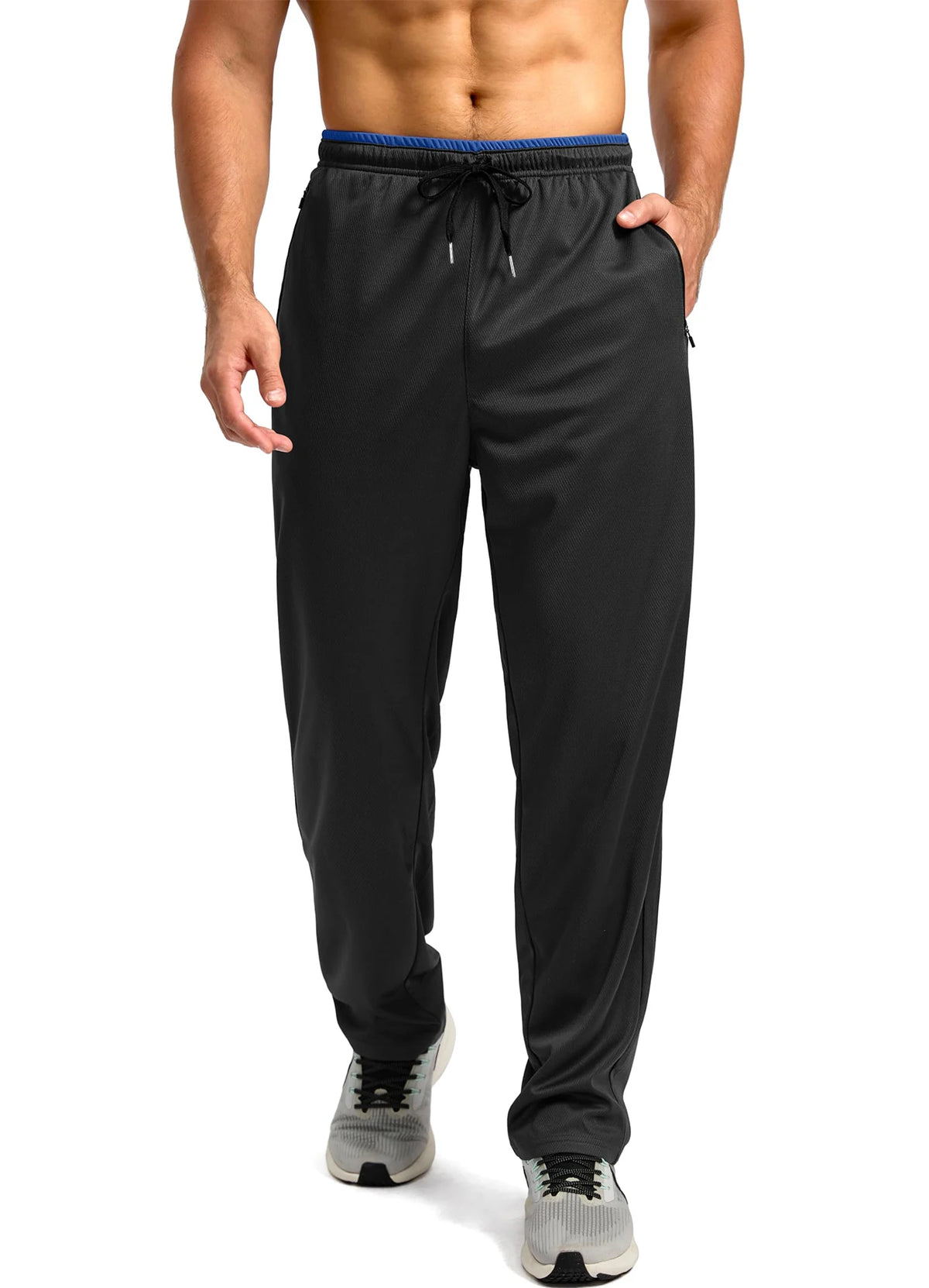 Men's Drawstring Activewear Pants with Zipper Pockets