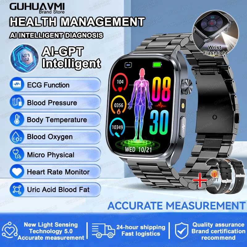 ECG+PPG Health Smartwatch – AI Body Analysis & BT Calling
