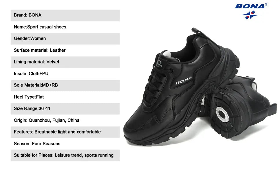 BONA New Designers Running Shoes Casual Fashion Sport Shoes Women Summer Breathable Luxury Brand Sneakers Ladies Footwear