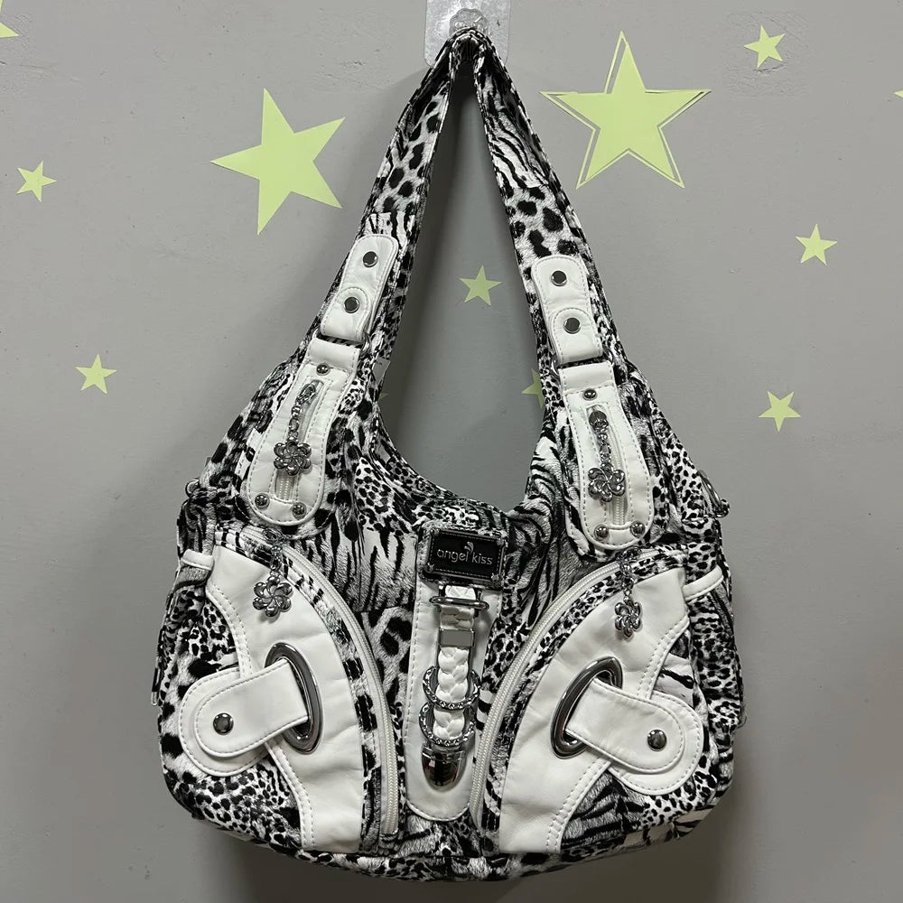 Women Handbags Fashion Leopard Shoulder Bag Large Tote Top-handle Shopping Pack Multifunctional Satchel Lady Hobos  Big Purse
