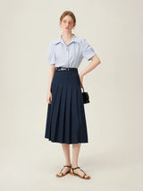 Women's Pleated Midi Skirt – Elegant Office Style