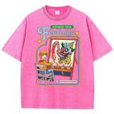Unisex Washed Vintage Clown Graphic Cotton T-Shirt