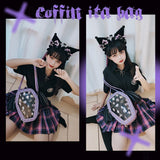 Gothic Punk Coffin Shape Ita Bag Women Clear Backpacks Dark Lolita Handbag and Shoulder Bag Girls Cosplay Designer 2 Insert