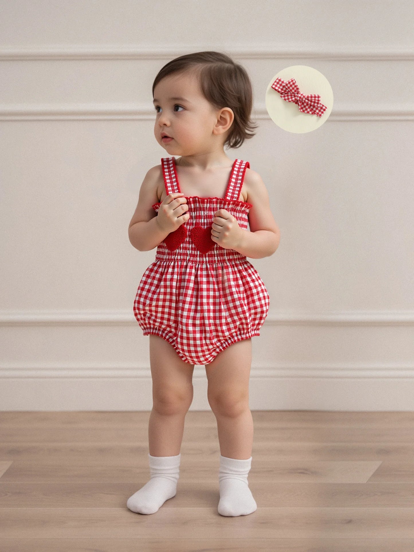 Toddler Girl Heart Print Romper & Headband Set