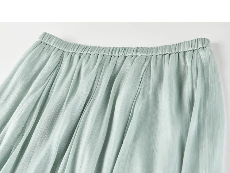 Sentubila Flowy A-Line Skirt – Iridescent Sheen
