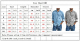 Men's Denim Shirt Slim Fit Light Blue Long Sleeve Casual Top with Two Chest Pockets Button Front Copper Buttons Washed Gray