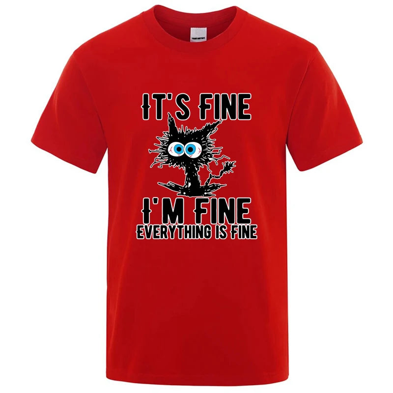 Funny Cool Cat Printed T-shirt