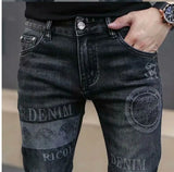 Men's Printed Stretch Slim Fit Denim Jeans