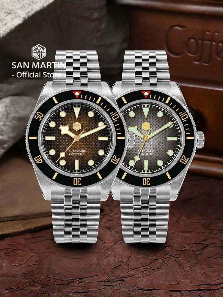 San Martin 3D Waffle Dial New 40mm Dive Watch NH35 Men's Watches Automatic Mechanical Sapphire Waterproof 200m Luminous SN0128