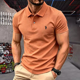 Men's 100% Cotton Polo Shirt — Embroidered Short Sleeve Golf Top