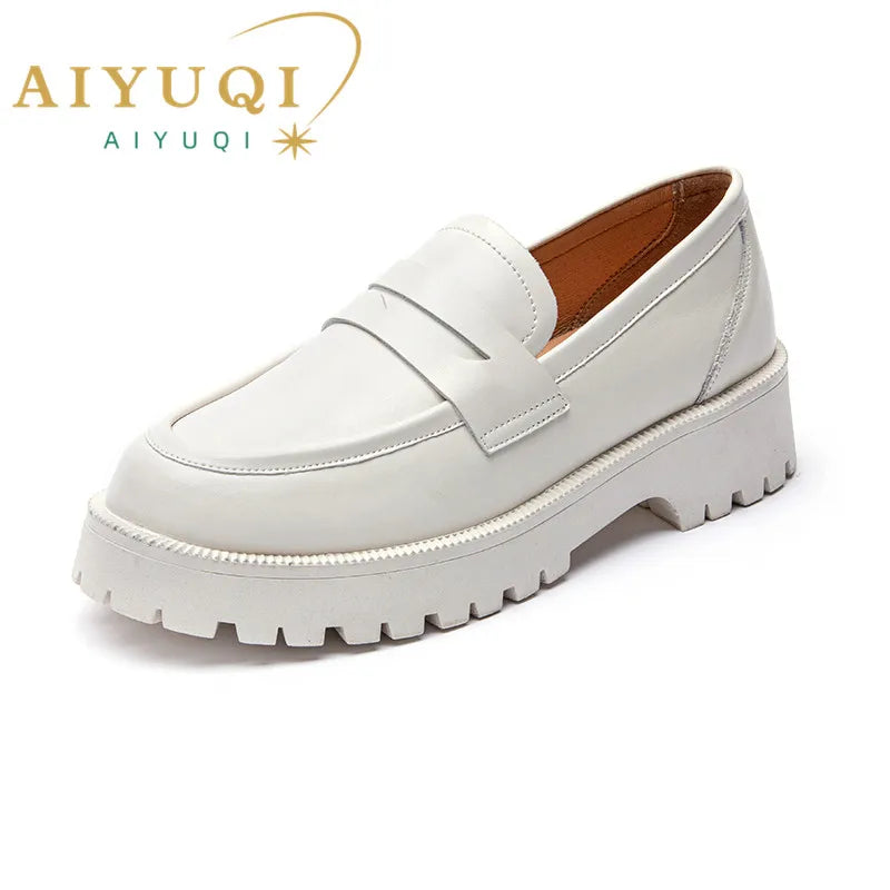 AIYUQI Women's Suede Square-Heel Loafers | British Style