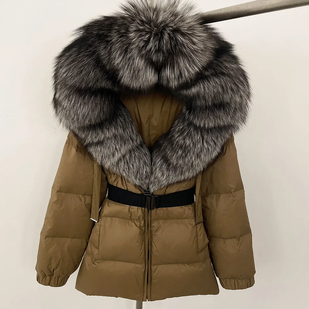 Real Fox Fur Hooded Duck Down Puffer