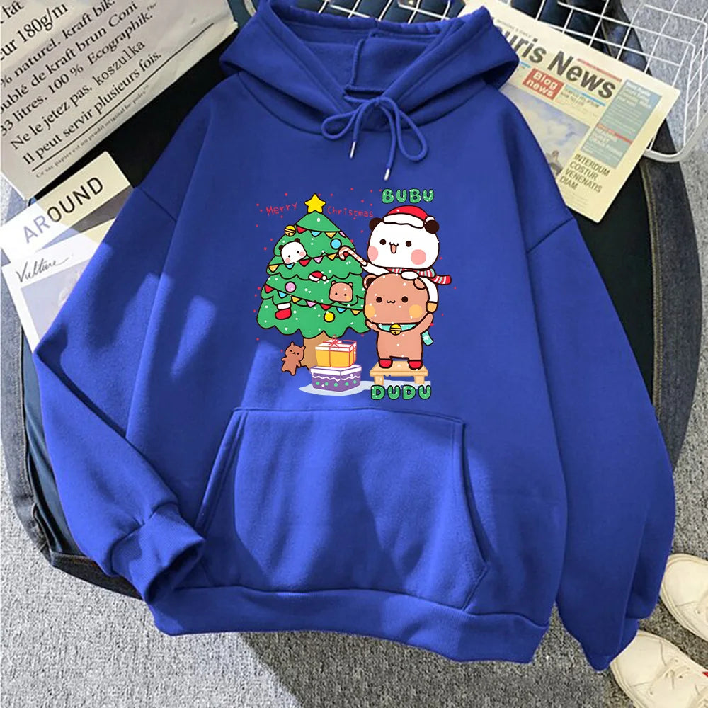 Bubu Dudu Cute Cartoon Printed Fleece Hoodie - Unisex Hip Hop Loose Streetwear