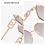 2025 New Fashion Metal Square Polarized Sun Glasses Women Luxury Diamond UV400 Sunglasses Ladies Oversized Eyewears Gafas De Sol