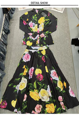 Floral Long-Sleeve Lapel Set