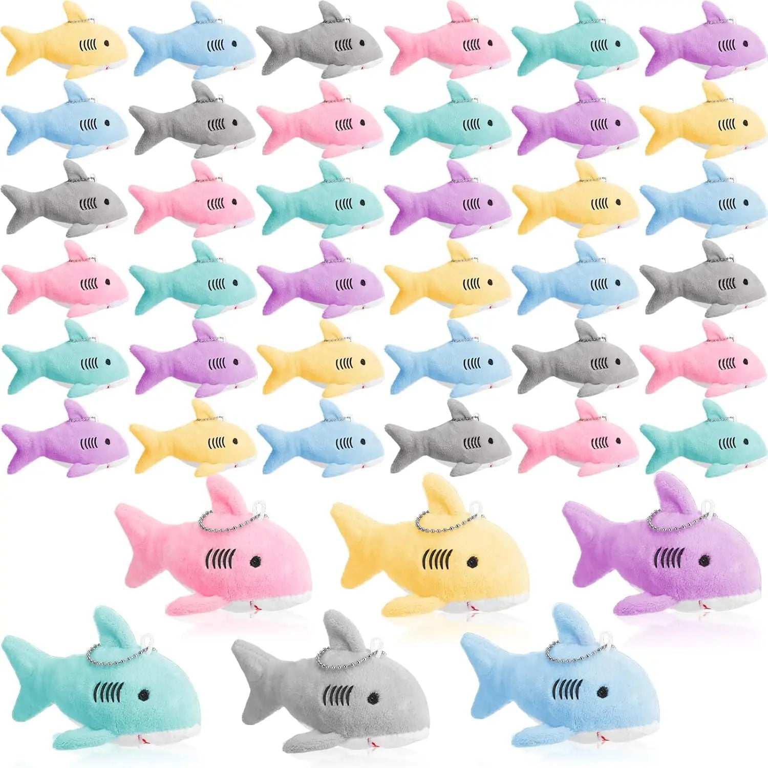 12-48Pcs Shark Plush Keychain Mini Stuffed Animal 3.94" Shark Party Favors Bulk Soft Tiny Shark Keychain Shark Backpack Keychain