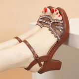 Women's Mesh Platform Sandals with Block Heel
