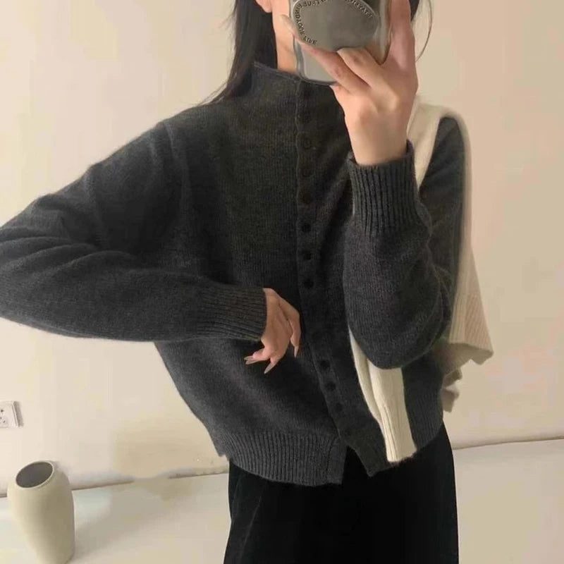 Women's Stand Collar Knit Cardigan Sweater