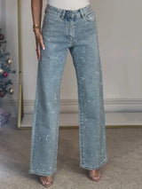 Women's High-Waist Stretch Straight Jeans | Distressed Denim