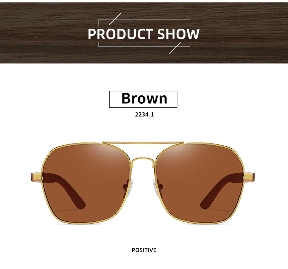GM Fashion Retro Metallic Square Sunglasses for Women and Men Luxury Designer Brands Popular Driving Bamboo and Wood Sunglasses