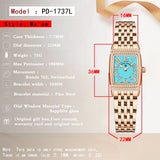 Pagani Design New 22mm Square Women's Quartz Watch Stainless Steel Sapphire Glass 50m Waterproof Women's Quartz Watch